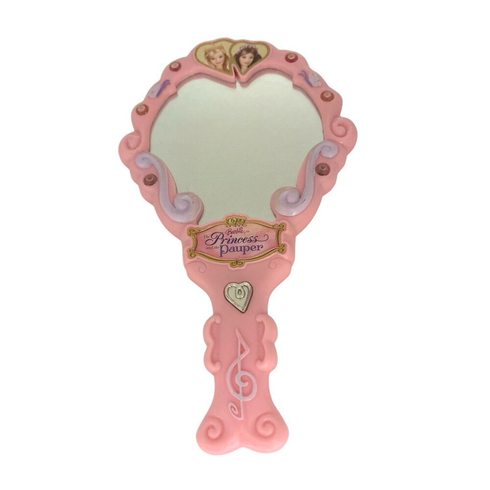 Mattel Barbie Princess And The Pauper Light Up Musical 8" Hand Mirror Rare Works